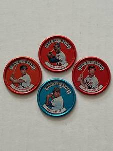 lot 3 image: 1964 Topps All Star Coins - #149 Hank Aaron, #136 Earl Battey, #148 Roy McMillan, #163 Bob Aspromonte