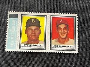 lot 23 image: 1962 Topps Stamp Panels Steve Boros  Art Mahaffey