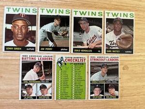 lot 37 image: 1964 Topps Baseball Cards - Minnesota Twins  AL Batting Leaders  AL Strikeout Leaders  Checklist #76
