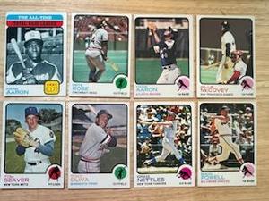 lot 38 image: 1973 Topps Baseball Card Lot - Pete Rose  Hank Aaron  Tom Seaver  Tony Oliva  Graig Nettles  Boog Powell  Willie McCovey