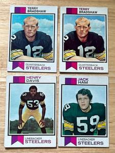 lot 44 image: 1973 Topps Football Pittsburgh Steelers Lot - Terry Bradshaw, Jack Ham, Henry Davis