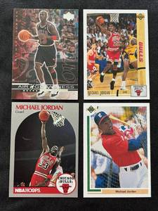 lot 18 image: Michael Jordan Card Lot - 1991 Upper Deck SP1 Baseball  1990 Hoops #65  1992 Upper Deck #44  1999 Upper Deck #145