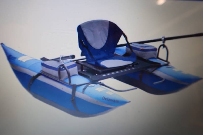 NEW DELEWARE INFLATEABLE FISHING PONTOON BOAT, LEFTY'S ONLINE AUCTION #  020