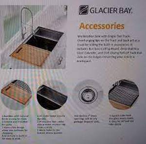 lot 17 image: Glacier Bay Undermount Stainless Steel 33 In. Double Bowl Kitchen Sink