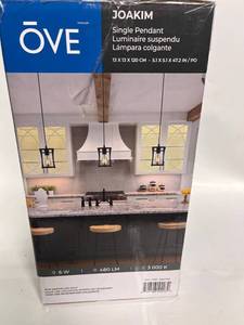 lot 49 image: OVE Decors Joakim Single Pendant Light Painted Black