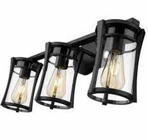 lot 50 image: OVE Joakim 3-Light Vanity Black Finish Dimmable