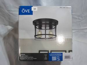 lot 51 image: Joakim 2-Light Flush Mount Ceiling Light 11.8X 8 Black 960 Lumens