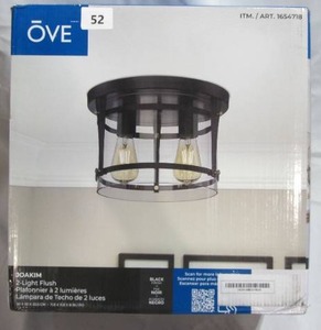 lot 52 image: Joakim 2-Light Flush Mount Ceiling Light 11.8X 8 Black 960 Lumens