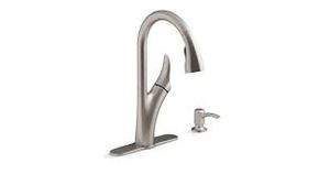 lot 72 image: Touchless pull-down kitchen faucet with soaplotion dispenser