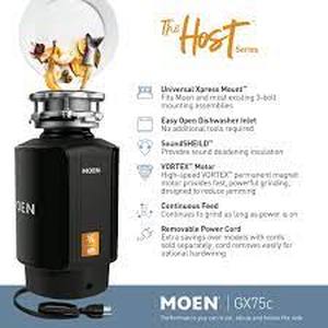 lot 85 image: MOEN Host Series 34 HP Batch Feed Garbage Disposal with Stop-Controlled Grinding and Sound Reduction