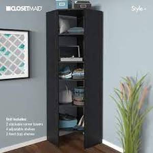 lot 94 image: ClosetMaid Style 25.12 in. D x 25.12 in. W x 82.46 in. H Noir Wood Closet System Corner Tower