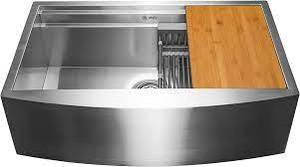 lot 25 image: AKDY Handcrafted All-in-One Apron Mount 33 in. x 20 in. x 9 in. Single Bowl Kitchen Sink in Stainless Steel with Accessories