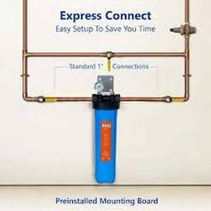 lot 27 image: 1-Stage Whole House Water Filtration System - Anti Scale Home Filter with Pressure Gauge, Easy Release, 1 in. Connection
