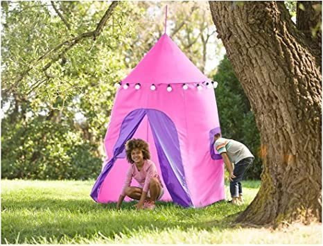lot 29 image: Set of 2 HearthSong 6-Foot Lighted Hideaway Canopy and Backyard Play Space Pink
