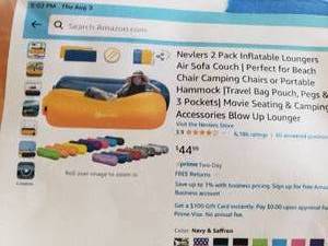 lot 6 image: New in Package - 2 Pack Inflatable Loungers