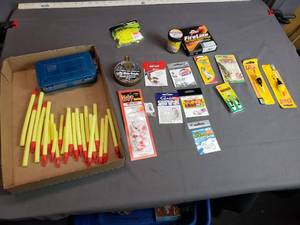 lot 41 image: Lot of New Fishing Tackle - Hooks, Lures, Bobbers, Crappie Bait, FireLine and More