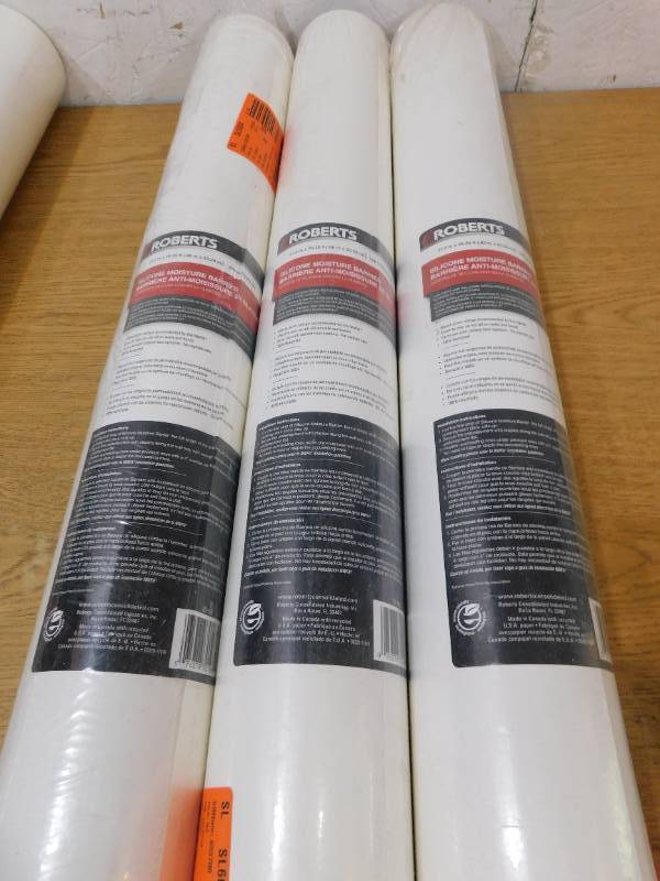lot 51 image: (3) ROBERTS Silicone Moisture Barrier 200 sq. ft. 31.5 in. x 76.25 ft. x 6 mil Underlayment for Solid & Engineered Wood Floors & LVP