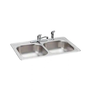 lot 34 image: Glacier Bay All in-One 33 in. Drop-in Double Bowl 22 Gauge Stainless Steel Kitchen Sink with 4-Holes and FaucetSide Sprayer