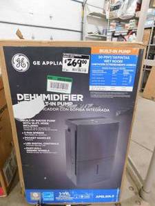 lot 26 image: GE 50 pt. Dehumidifier for Basement, Garage or Wet Rooms up to 4500 sq. ft. in Black, Three Fan Speeds, ENERGY STAR