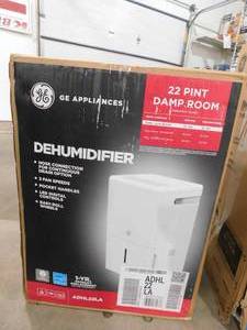 lot 28 image: New GE 22 pt. Dehumidifier with Smart Dry for Bedroom, Basement or Damp Rooms up to 1500 sq. ft. in White, ENERGY STAR