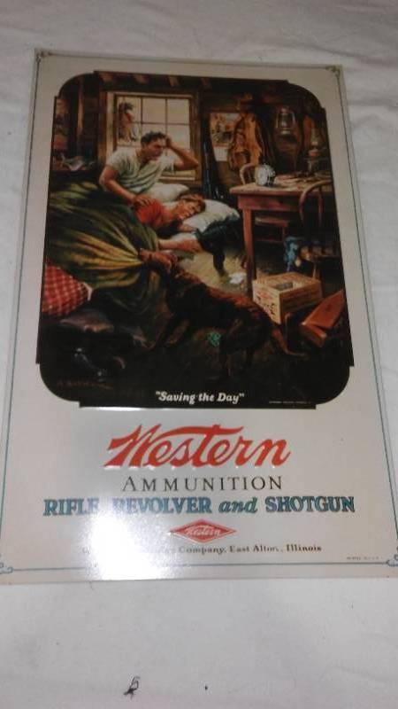 lot 569 image: Metal Western Ammo sign. NEW