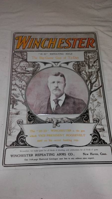 lot 571 image: Winchester metal sign. NEW