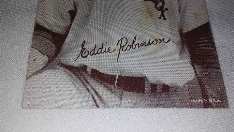 lot 605 image: Eddie Robinson Exhibit Card Baseball