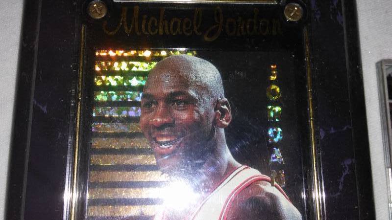 lot 620 image: Michael Jordan Plaque and Card, GOAT