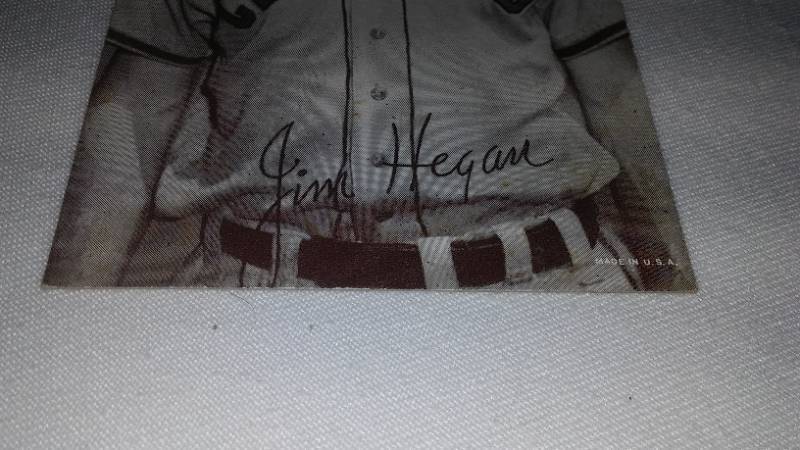 lot 706 image: Jim Hegan Exhibit Card.  baseball