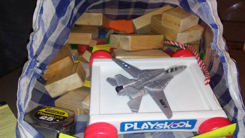 lot 3 image: Bag Of Toys.  Navy Plane, Metal