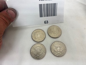 lot 63 image: LOT OF 4 NIFC KENNEDY HALF DOLLARS