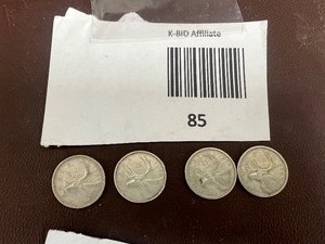 lot 85 image: LOT OF 4 CANADIAN QUARTERS FROM 1950S SILVER