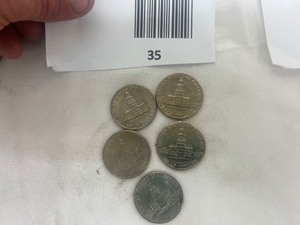 lot 35 image: LOT OF 5 KENNEDY HALF DOLLARS