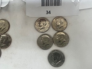 lot 34 image: LOT OF 5 KENNEDY HALF DOLLARS