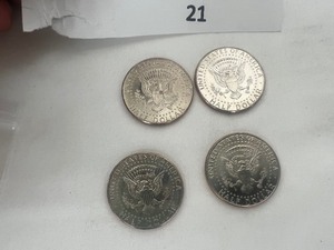 lot 21 image: LOT OF 4 NIFC KENNEDY HALF DOLLARS