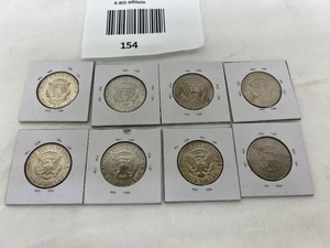 lot 154 image: LOT OF 8 BEAUTIFUL KENNEDY HALF DOLLARS