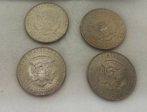 lot 10 image: LOT OF 4 NIFC KENNEDY HALF DOLLARS