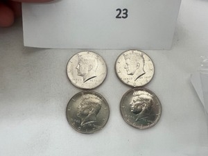lot 23 image: LOT OF 4 NIFC KENNEDY HALF DOLLARS
