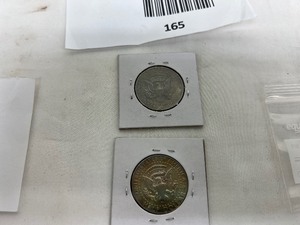 lot 165 image: LOT OF 2 KENNEDY HALF DOLLARS RAINBOW