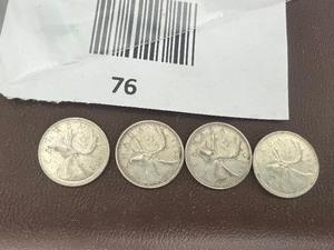 lot 76 image: LOT OF 4 CANADIAN QUARTERS FROM 1960S SILVER