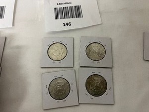 lot 146 image: LOT OF 4 NIFC KENNEDY HALF DOLLARS
