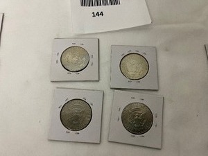 lot 144 image: LOT OF 4 NIFC KENNEDY HALF DOLLARS