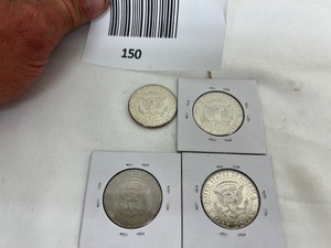 lot 150 image: LOT OF 4 NIFC KENNEDY HALF DOLLARS