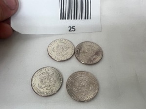 lot 25 image: LOT OF 4 NIFC KENNEDY HALF DOLLARS