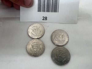 lot 28 image: LOT OF 4 NIFC KENNEDY HALF DOLLARS