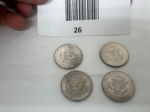 lot 26 image: LOT OF 4 NIFC KENNEDY HALF DOLLARS