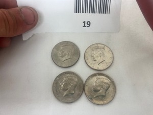 lot 19 image: LOT OF 4 NIFC KENNEDY HALF DOLLARS