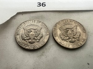 lot 36 image: LOT OF 2 KENNEDY HALF DOLLARS ERROR COINS