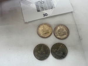 lot 30 image: LOT OF 4 KENNEDY HALF DOLLARS
