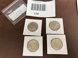 lot 174 image: LOT OF 4 KENNEDY HALF DOLLAR ERROR COINS